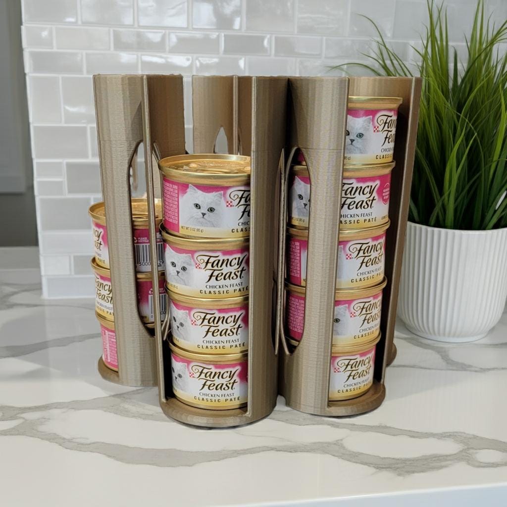 Can Cat Food Lazy Susan Organizer | Rotating Wet Food Storage