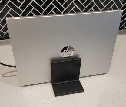 Vertical Laptop Stand | Minimalist Desk Organizer with Power Brick & Mouse Holder