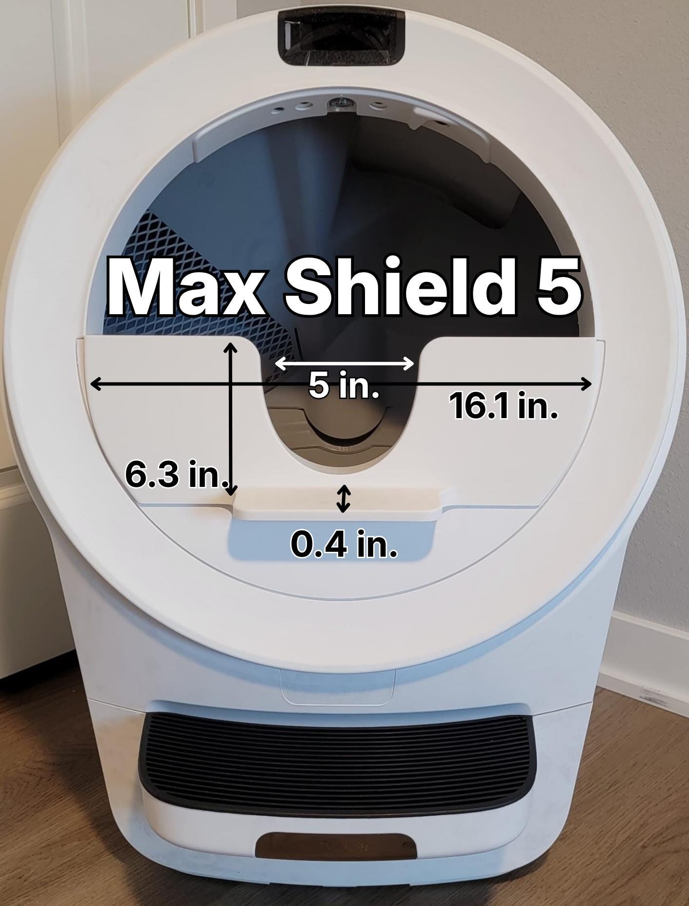 Max Shield 5 for Litter-Robot 5, 5 Pro : Anti-Flicking, One-Piece Design - White or Black